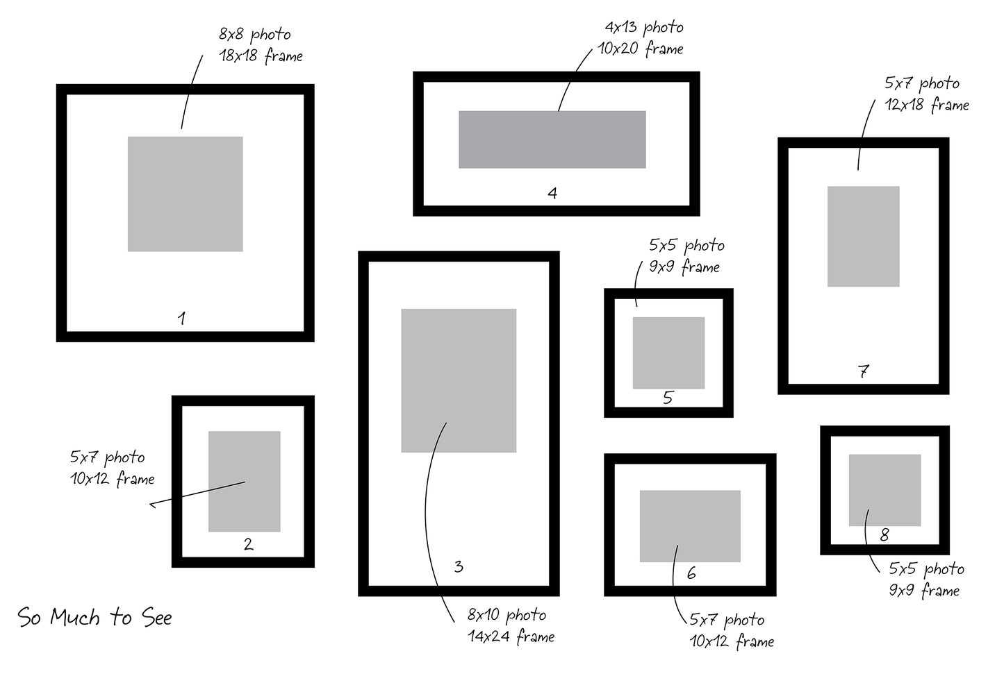 Layout for 8 frame gallery wall
