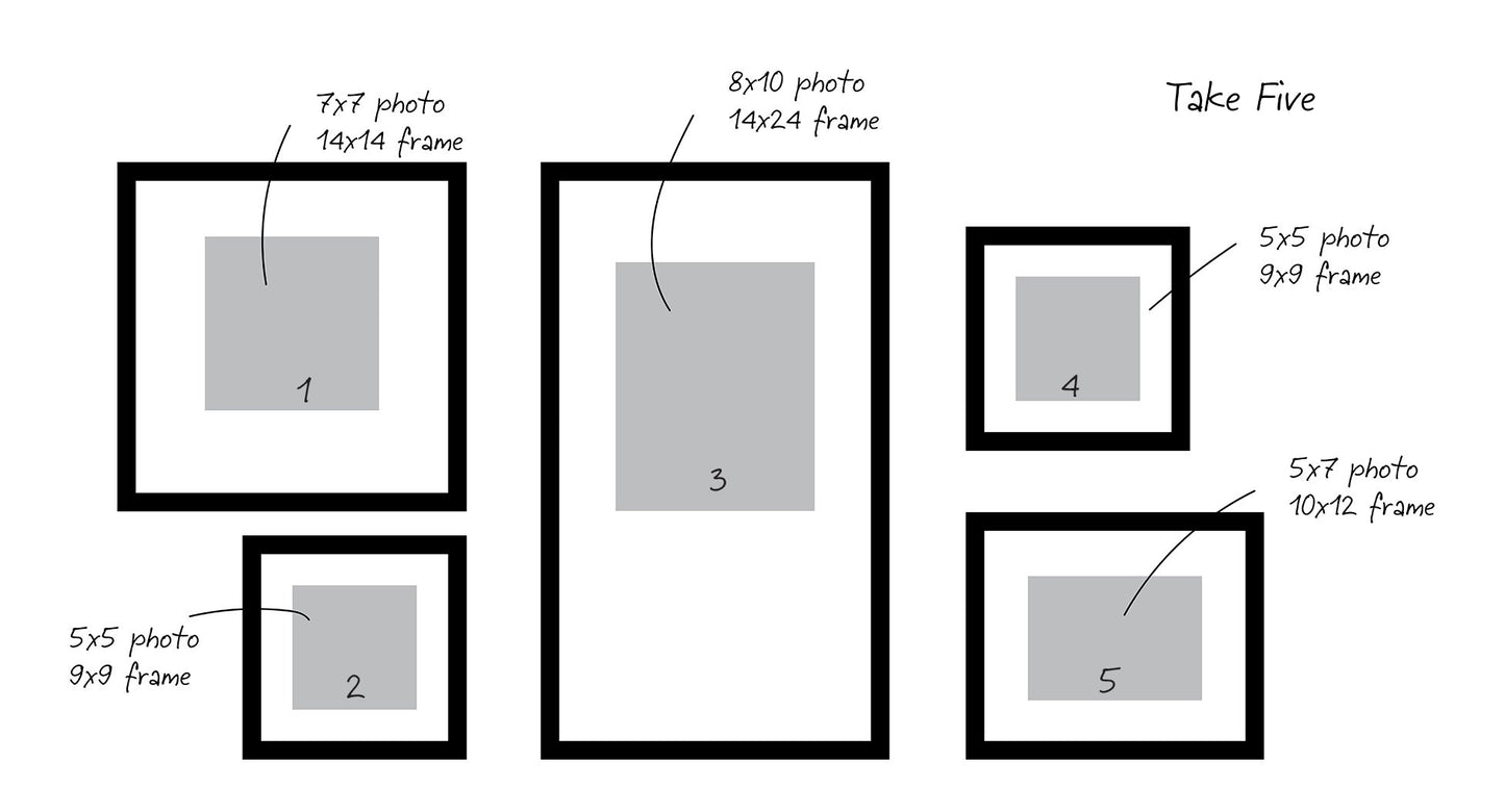 Layout for 5 piece gallery wall
